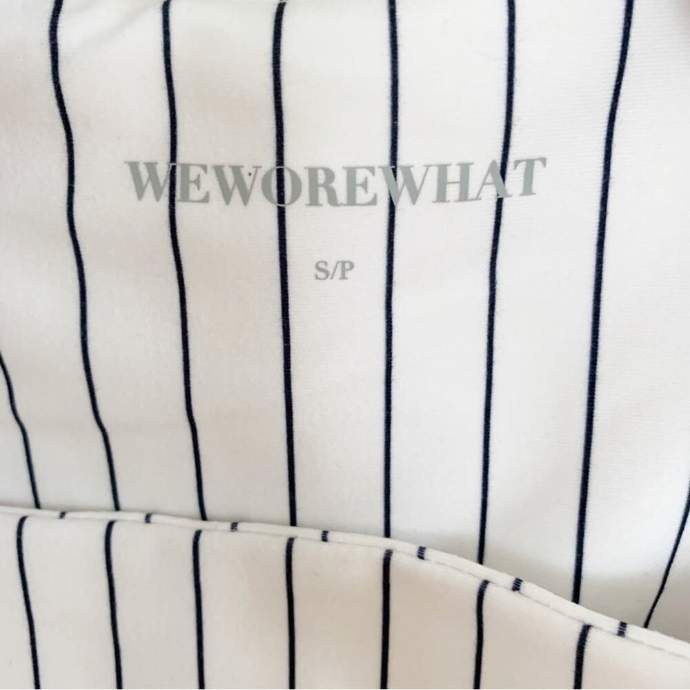 WeWoreWhat White Black Pinstripe Twist Cutout Shorts Bodysuit NWT Small - Picture 9 of 11